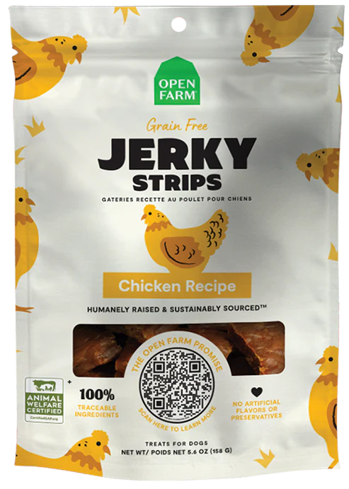 Open Farm Grain Free Jerky Strips Chicken Recipe Dog Treat