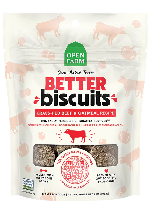 Open Farm Better Biscuits Grass-Fed Beef & Oatmeal Recipe Oven Baked Dog Treats