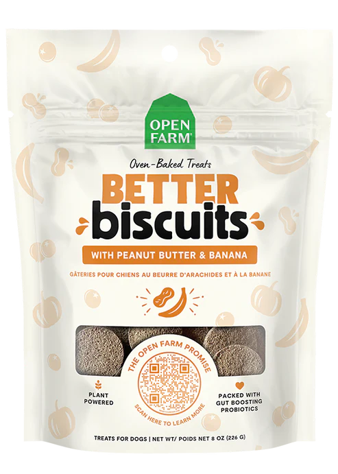 Open Farm Better Biscuits Peanut Butter & Banana Recipe Oven Baked Dog Treats