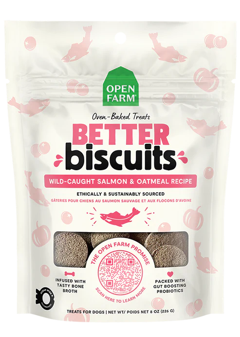 Open Farm Better Biscuits Wild-Caught Salmon & Oatmeal Recipe Oven Baked Dog Treats