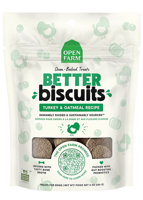 Open Farm Better Biscuits Turkey & Oatmeal Recipe Oven Baked Dog Treats